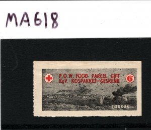 SOUTH AFRICA WW2 6d CHARITY STAMP Red Cross POW Food Parcel Gift Tobruk MA618