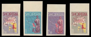 Albania #630-633 Cat$35, 1962 Map of Europe, imperf. set of four, never hinged