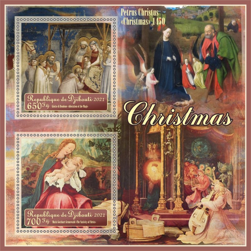 Stamps. Art, painting, Christmas  2021 8 sheets perforated ** MNH