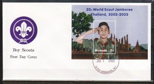 Grenada, Scott cat. 3266. Thailand Scout Jamboree s/sheet. First Day Cover. ^