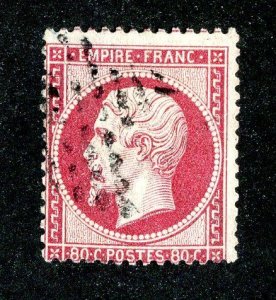 `1862 France Sc # 28a used cv. $35 ( 2449 WX )