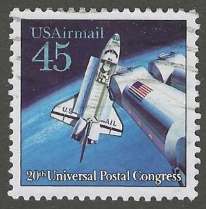 USA, stamp, Scott#c125,  used, hinged,  Airmail, Space, 45 cents,