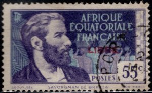 French Equatorial Africa Scott 99 Used  stamp Carmine opt.