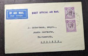 1932 British Nyasaland Airmail First Flight Cover FFC Limbe to England