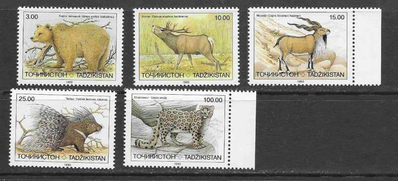 Tajikistan 15-9 MNH Animals cpl. set X 5 vf.   2022 CV $ 20.25