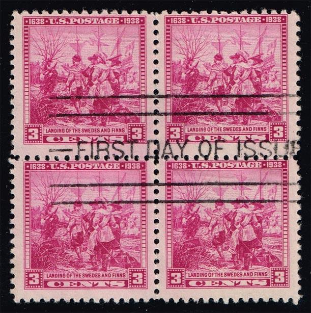 US #836 Swedish-Finnish Tercentenary; used block of 4 (1.00)