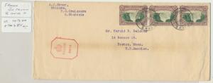 SOUTHERN RHODESIA 1943 CENSOR(DE/16)COVER TO USA 6d RATE (SEE BELOW)