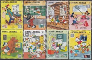 ANTIGUA # 1238-45 DISNEY STAMPS HONOUR the AMERICAN PHILATELIC SOCIETY