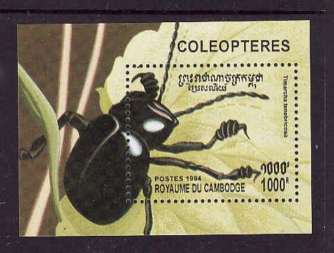 Cambodia-Sc#1378-Unused NH sheet-Insects-Beetles-1994-