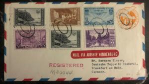 1936 New York USA Hindenburg Zeppelin Airmail cover LZ 129 To Frankfurt Germany