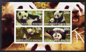 Burundi 2009 Pandas imperf sheetlet containing 4 values u...