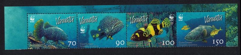 Vanuatu WWF Giant Grouper Strip of 4v SG#983 MI#1304-1307 SC#908