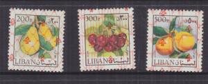 LEBANON, 1978 Fruit, Network overprint, 200p., 300p. & 500p., mnh.