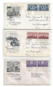 FDC Lot of 3 Sc 941 942 943 Art Craft Cachet First Day Cover