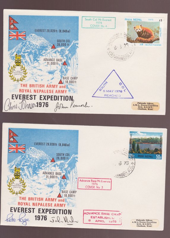 NEPAL 4 covers EVEREST EXPEDITION 1976 JOINT ARMY autographs