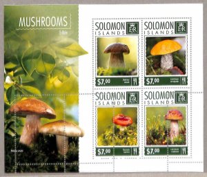 A4878 - SOLOMON ISLANDS - ERROR MISPERF, Miniature sheet: 2014, Mushrooms