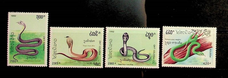 LAOS Sc 1078-81 NH ISSUE OF 1992 - SNAKES