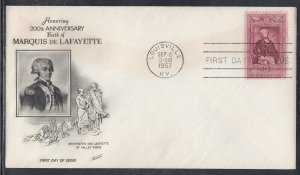 United States Scott 1097 Fleetwood FDC - Marquis de Lsfayette