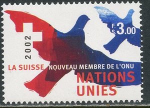 UNITED NATIONS GENEVA Sc#404 2002 Admission of Switzerland Complete MNH