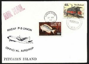 PITCAIRN IS 1985 New Zealand RNZAF Orion airmail drop cover...............93767D