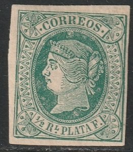 Cuba 1864 Sc 18 MLH* small thin