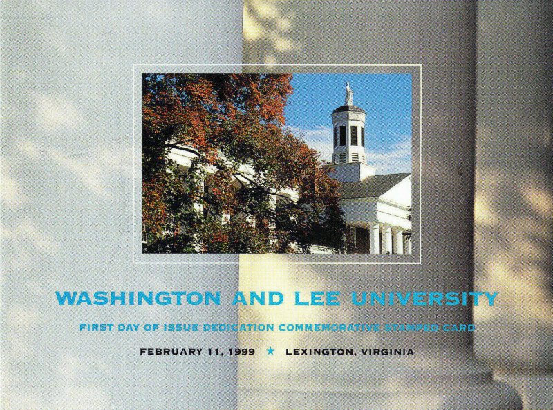 USPS FDC Ceremony Program UX302 Washington and Lee University Post Card 1999