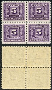 Canada SGD7a 5c Thin Paper Block of Four Superb U/M (MNH) Unitrade Cat 400++