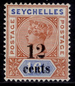 SEYCHELLES QV SG17, 12c on 16c chestnut & ultramarine, M MINT. Cat £23.