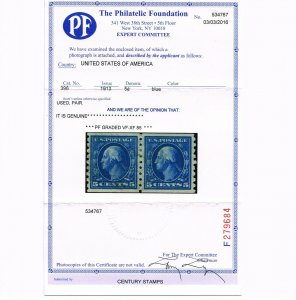 EXCEPTIONAL GENUINE SCOTT #396 USED PF CERT GRADED VF-XF 85 1913 COIL PAIR