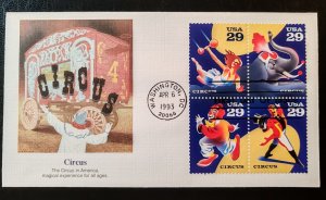 A first-day cover of the 1993 United States postage stamps, depicting four...