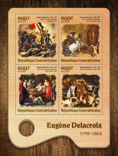 CENTRAFRICAINE 2016 SHEET DELACROIX ART PAINTINGS