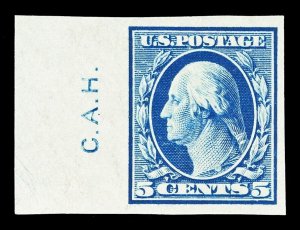 Scott 347 1908 5c Blue Washington Imperforate Issue Mint VF OG NH Cat $50