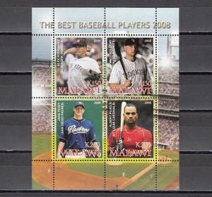 Malawi, 2008 Cinderella issue. Best Baseball Players sheet of 4.