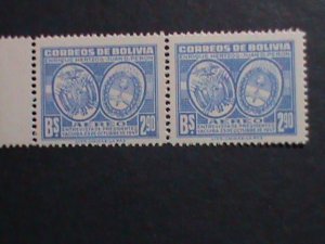 ​BOLIVIA 1947- SC#C118 ARMS OF BOLIVIA /ARGENTINA -MNH-PAIR VF-75 YEARS OLD