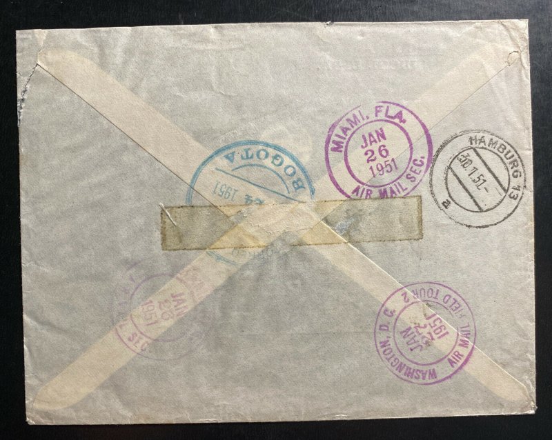 1953 Bogota Colombia Airmail Commercial Cover To Hamburg Germany By Clipper