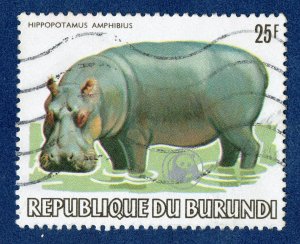 [sto680] BURUNDI 1983 Scott#594a used 25FR HIPPOPOTAMUS ANIMAL WWF