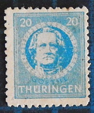 Germany, 20 Pf, Thuringia, 1945, J.W. Goethe, Soviet zone, rare (2422-T)