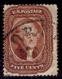 US Stamp #28 Red Brown USED SCV $1100