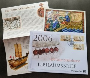 Germany Sweden Joint Issue 650th Anniv Hanseatic League 2006 Ship (postcard FDC