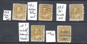 CANADA 110 USED SELECTION OF PRINT VARIETIES, SEE PICTURE FOR CAT #'s BS27282