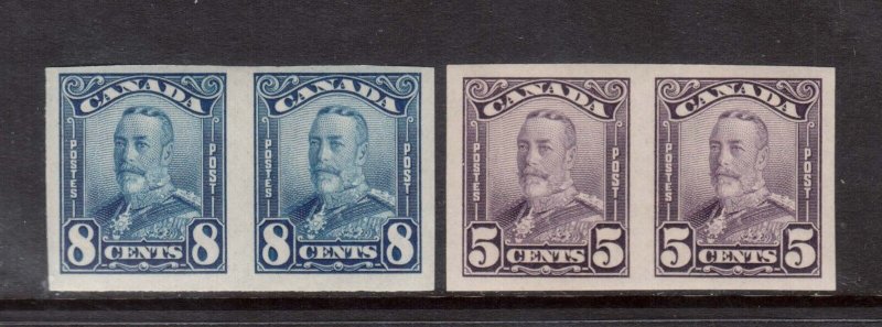 Canada #153b #154a VF/NH Imperf Pair Duo