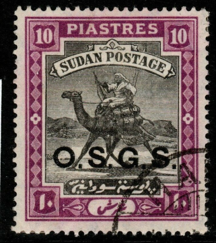 SUDAN SGO11 1912 10p BLACK & MAUVE FINE USED