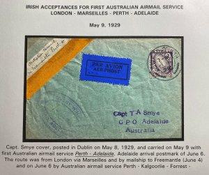 1929 Dublin Ireland First Airmail Service Cover To Adelaide Australia Via Perth