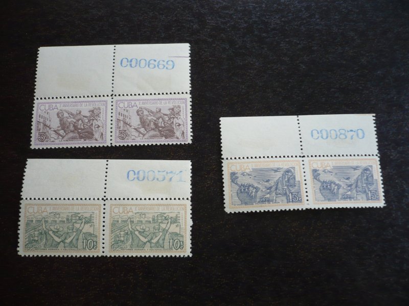 Stamps - Cuba - Scott# 794- 800 - Mint Hinged Set of 7 Stamps in Pairs