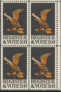 Scott # 1344 - U.S. Block Of 4 - Register & Vote - MNH - (1968)