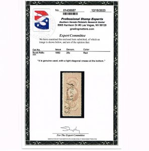 VERY AFFORDABLE GENUINE SCOTT #R48c 1862 RED INTERNAL REVENUE PSE CERT