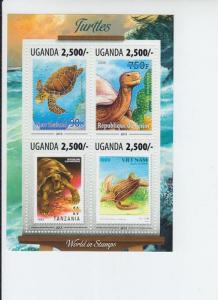 2013 Uganda Turtles S.O.S. MS4 (Scott 2074) MNH