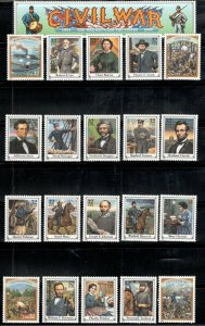 2975 (a-t) Civil War Set Of 20 With Header Mint/nh FREE SHIPPING (A-372)