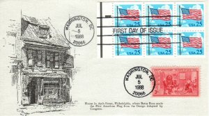 #2285c Booklet Pane 25c Old Glory Flag combo KMC Ventures cachet First Day cover