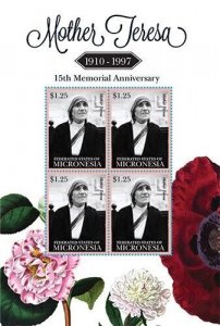 Micronesia 2012 - Mother Teresa - Sheet of 4 Stamps - Scott #975 - MNH